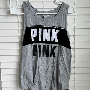 PINK Victoria's Secret Grey Tank with Black & White Logo